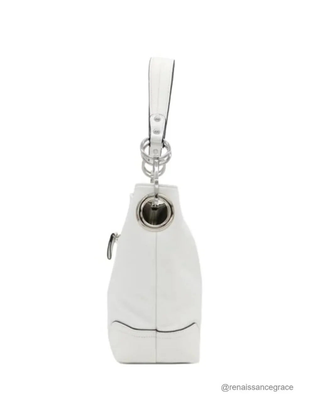 Faux Leather Hobo Shoulder Bag Detachable Strap Silver Hardware